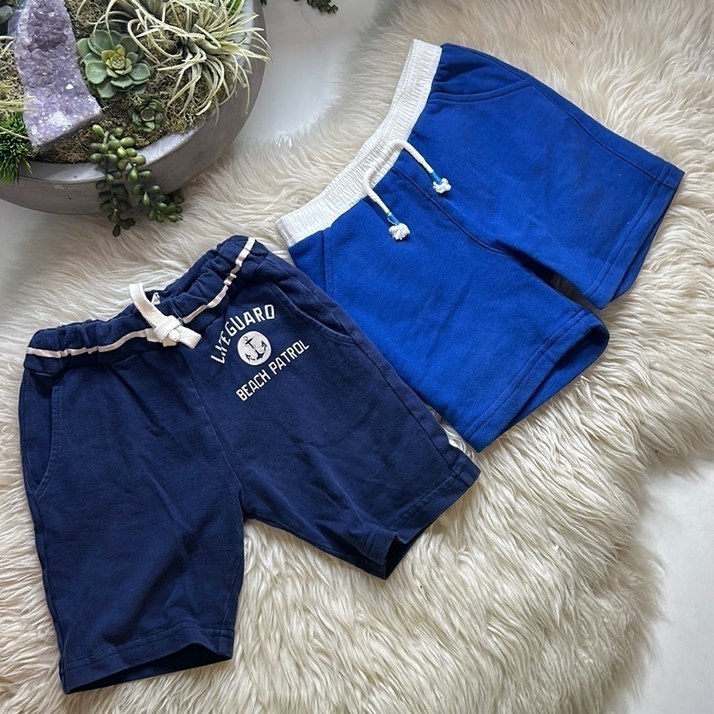 Bundle of two baby boy 18 month casual pull on elastic waist shorts blue